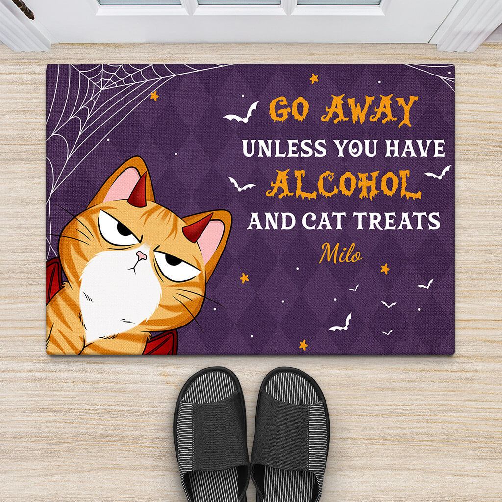 1314DUK2 personalised go away unless you brought alcohol and cat treats doormat