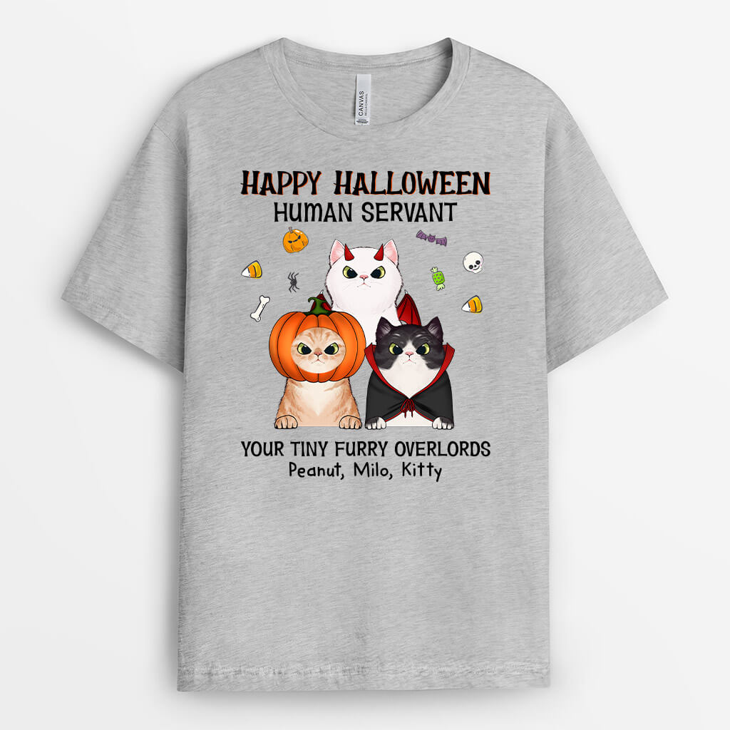 1316AUK2 personalised happy halloween human servant t shirt