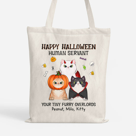 1316BUK1 personalised happy halloween human servant mug from fluffy cat tote bag