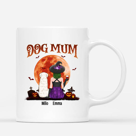 1322MUK1 personalised dog with red moon dog mum halloween mug