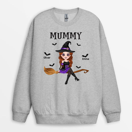 1323WUK2 personalised grandma halloween with broom sweatshirt