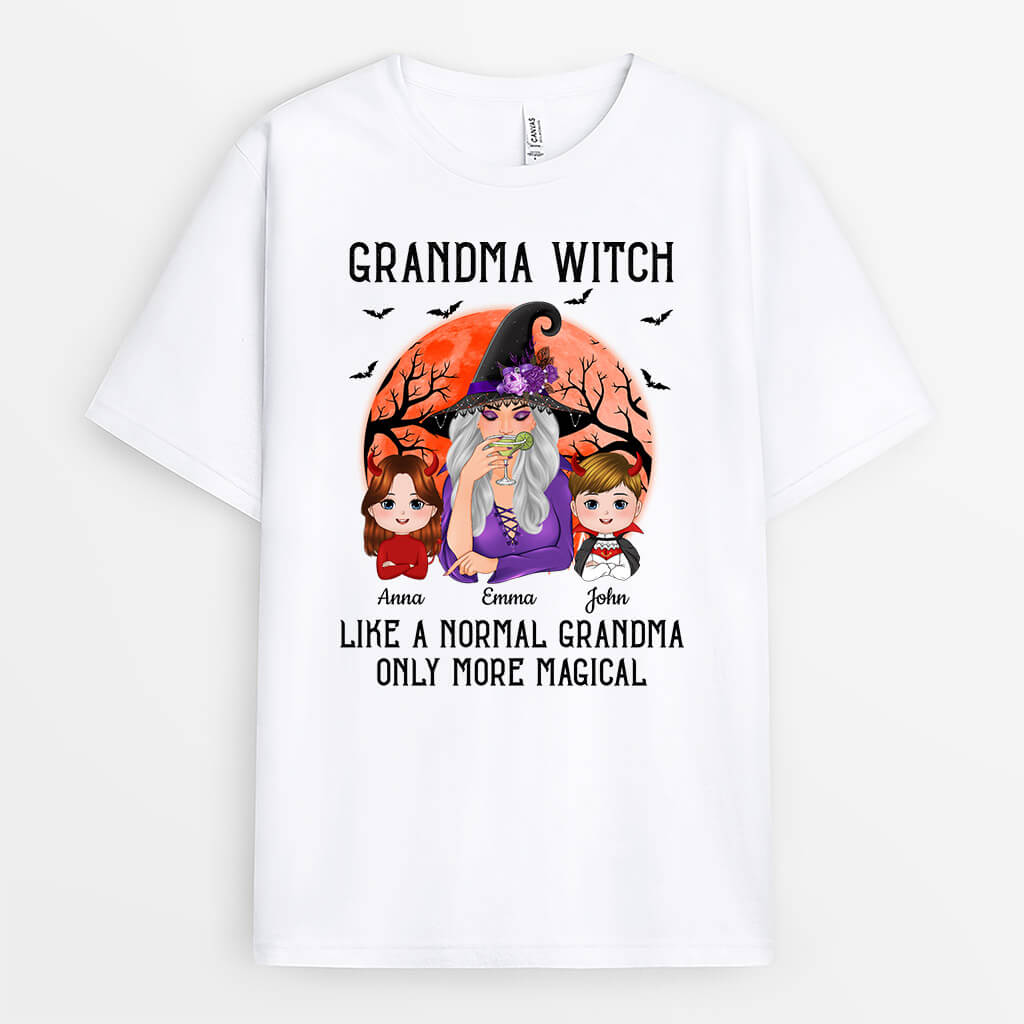 1324AUK1 personalised grandma witch like normal grandma halloween t shirt
