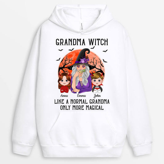 1324HUK1 personalised grandma witch like normal grandma halloween hoodie