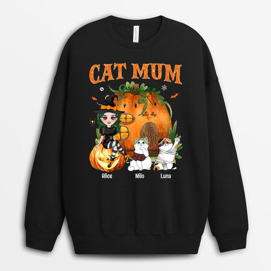 1328WUK1 personalised cat mum halloween sweatshirt