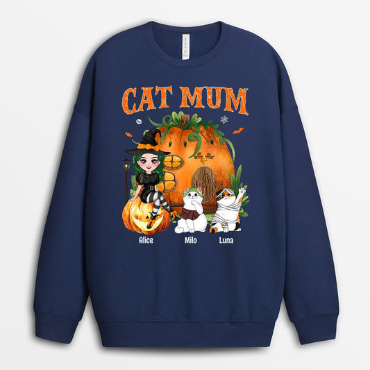1328WUK2 personalised cat mum halloween sweatshirt