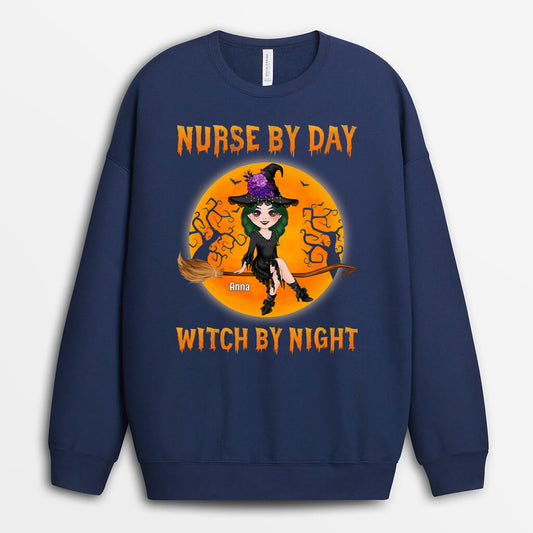 1331WUK2 personalised nurse by day witch by night sweatshirt