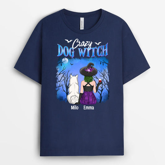 1339AUK1 personalised crazy dog witch t shirt