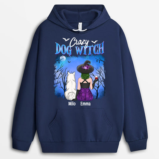 1339HUK1 personalised crazy dog witch hoodie