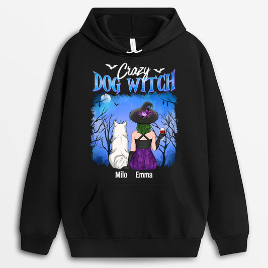 1339HUK2 personalised crazy dog witch hoodie