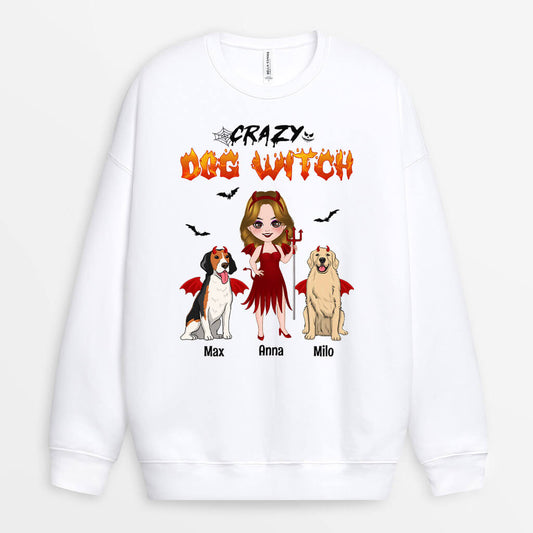 1348WUK1 personalised crazy dog witch sweatshirt