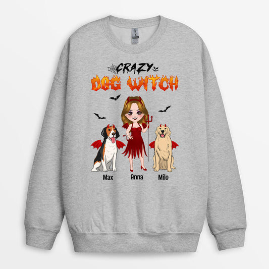 1348WUK2 personalised crazy dog witch sweatshirt