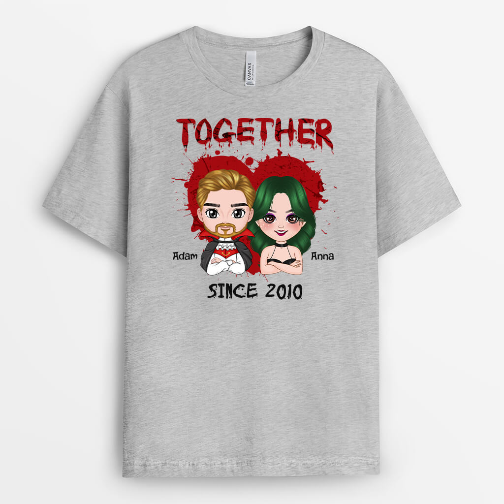 1350AUK1 personalised together since halloween t shirt