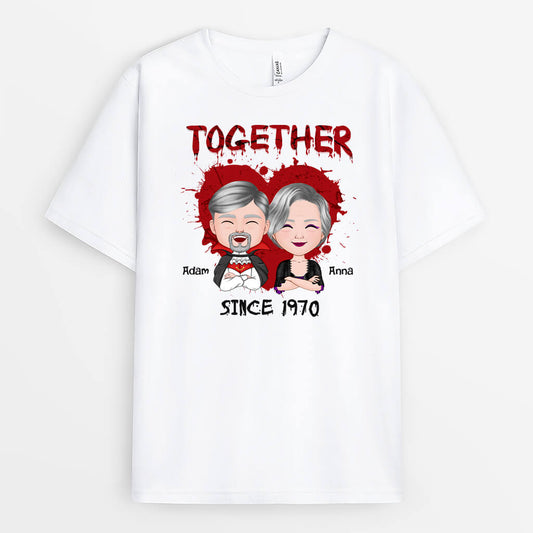 1350AUK2 personalised together since halloween t shirt
