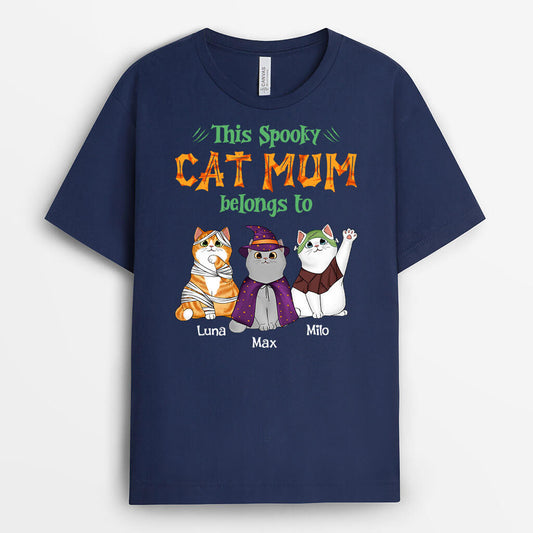 1352AUK2 personalised this spooky cat dad cat mom belongs to t shirt