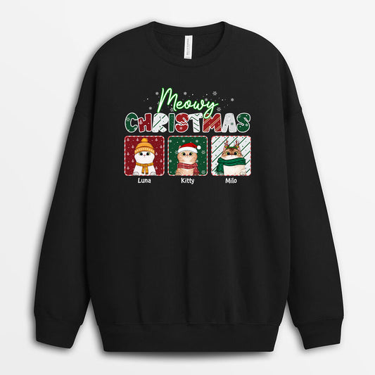 1358WUK1 personalised meowy christmas sweatshirt