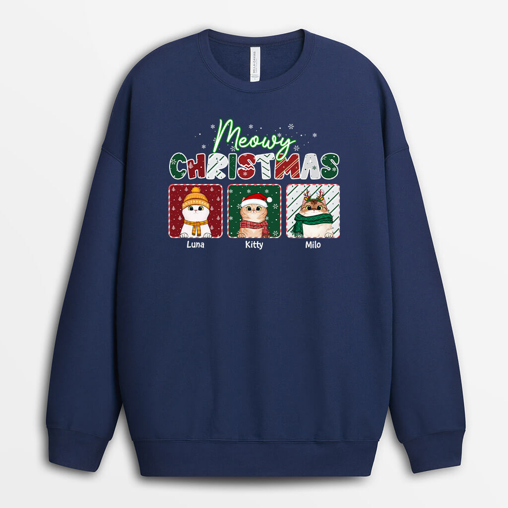 1358WUK2 personalised meowy christmas sweatshirt