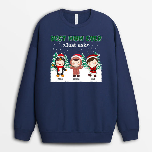 1362WUK1 personalised best christmas mum ever sweatshirt