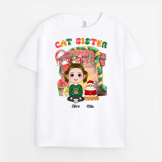 1363AUK1 personalised cat brother christmas t shirt
