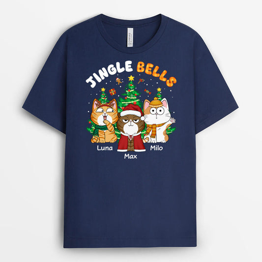 1364AUK2 personalised jingle hell cat christmas t shirt