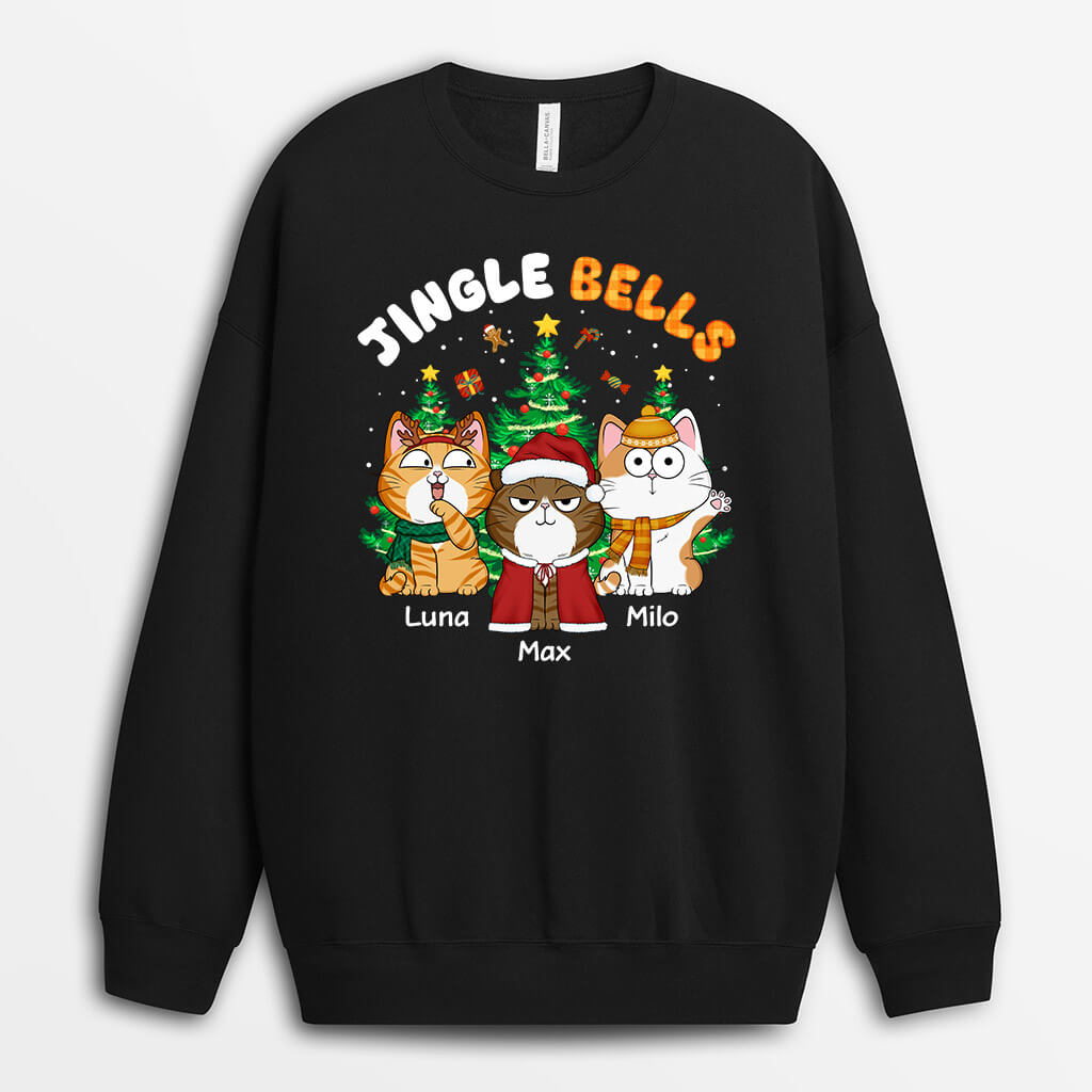 1364WUK2 personalised jingle hell cat christmas sweatshirt