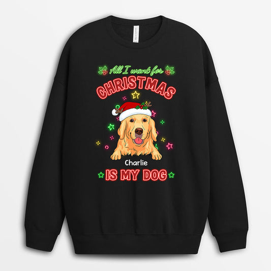 1368WUK1 personalised all i want for christmas is my dog sweatshirt