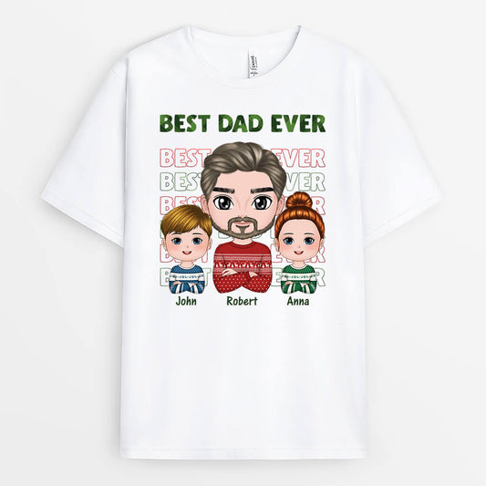 1371AUK1 personalised best dad ever christmas t shirt