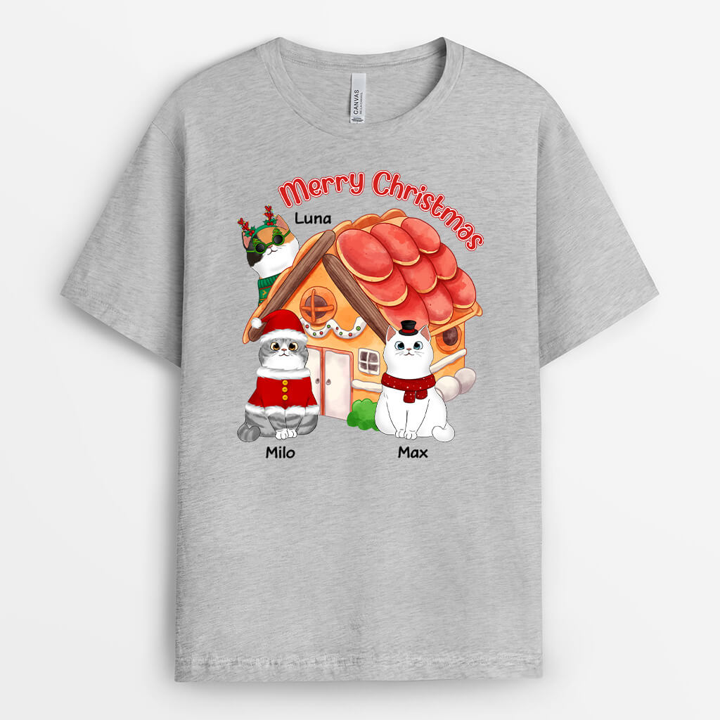 1372AUK2 personalised merry catmas t shirt