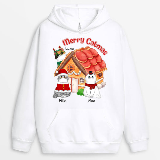 1372HUK1 personalised merry catmas hoodie