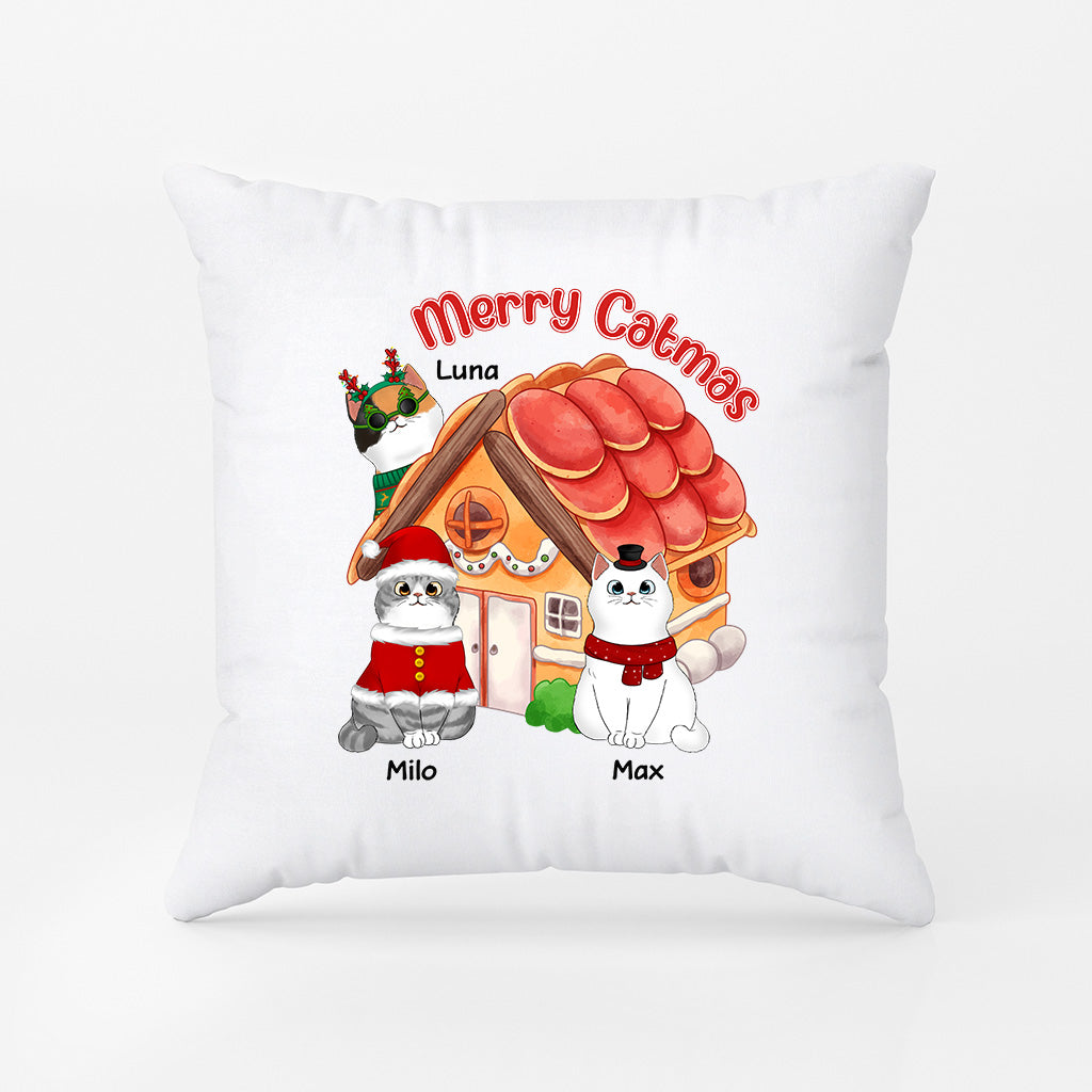 1372PUK1 personalised merry catmas pillow