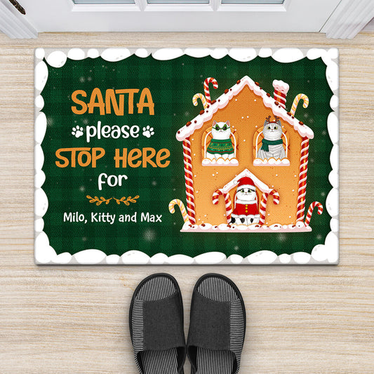 1373DUK2 personalised santa please stop here doormat
