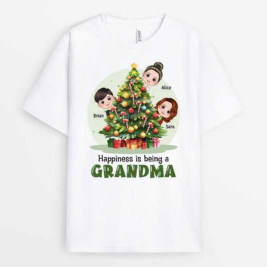 1374AUK1 personalised happiness is being a grandma t shirt