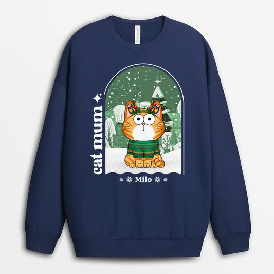 1375WUK2 personalised cat mom dad christmas sweatshirt
