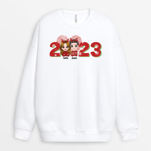 1377WUK1 personalised winter christmas couple sweatshirt