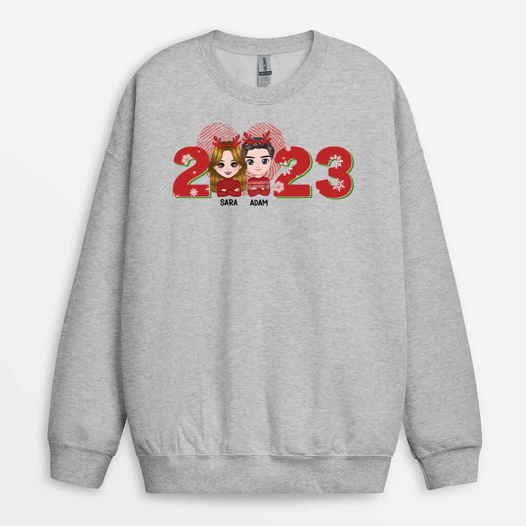 1377WUK2 personalised winter christmas couple sweatshirt