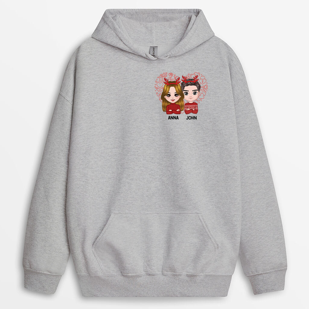 1378HUK2 personalised christmas couple hoodie