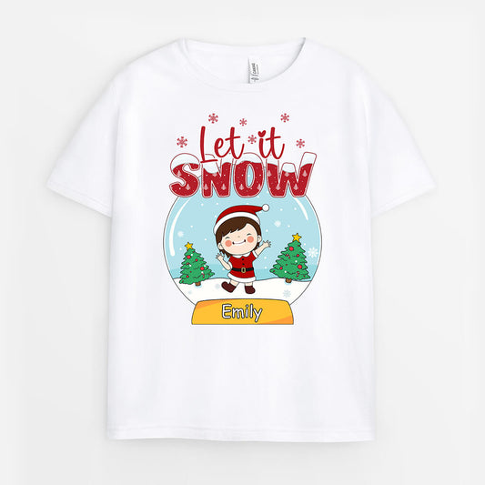 1379AUK1 personalised let it snow t shirt