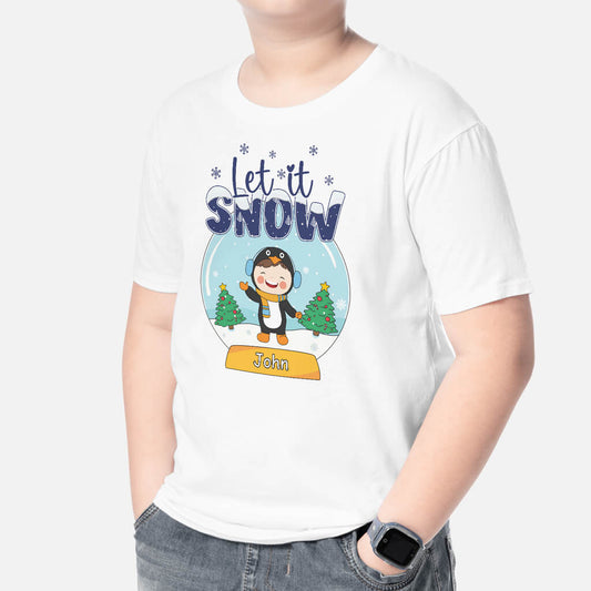 1379AUK2 personalised let it snow t shirt