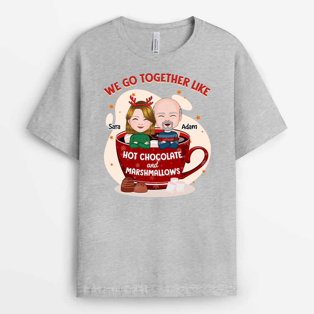 1381AUK2 personalised we go together like hot chocolate t shirt