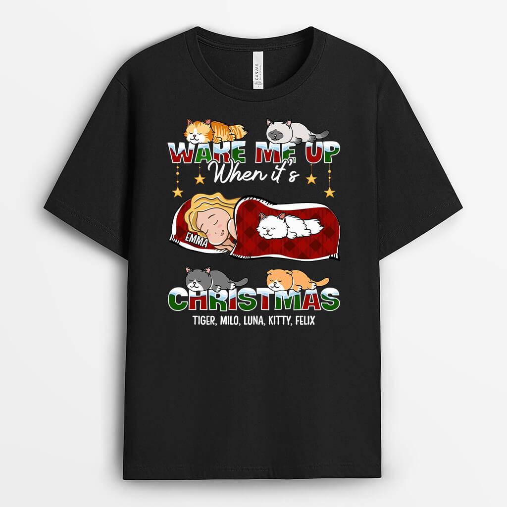 1386AUK1 personalised wake me up when its christmas t shirt