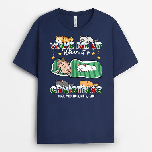 1386AUK2 personalised wake me up when its christmas t shirt