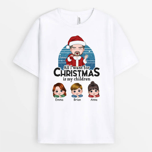 1389AUK1 personalised all i want for christmas t shirt