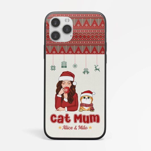 1392FUK1 personalised christmas with cat mum iphone 13 phone case