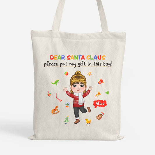1393BUK1 personalised dear santa claus please put my gift in this bag tote bag_c8b1e270 b29c 4fc0 bfee 956b01a8463c