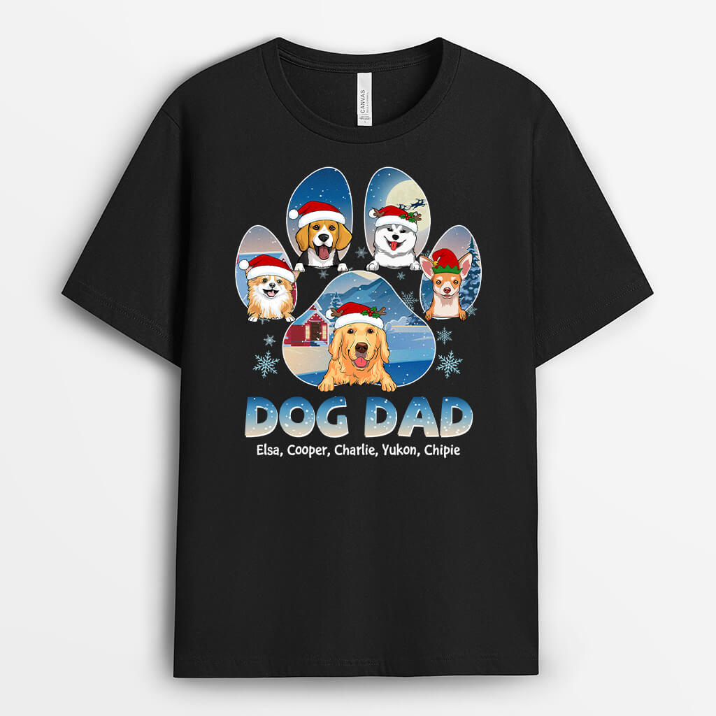 1400AUK1 personalised christmas dog dad t shirt