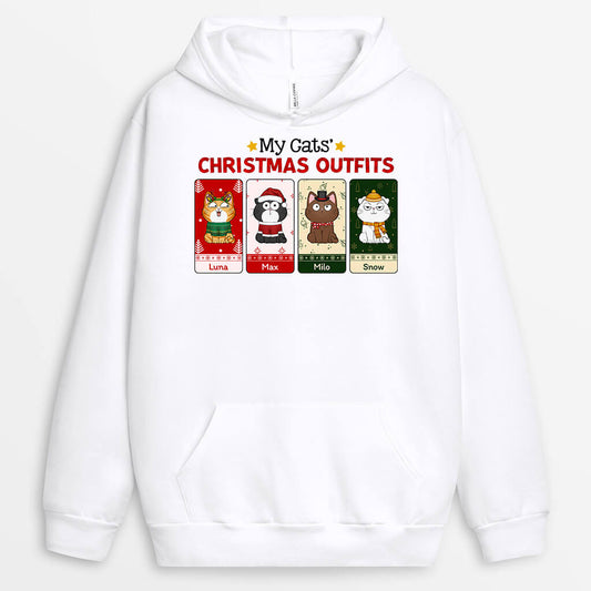 1402HUK1 personalised my cats christmas outfits hoodie