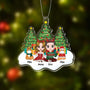 1406OUK2 personalised couple and cats sitting on snow christmas tree ornament
