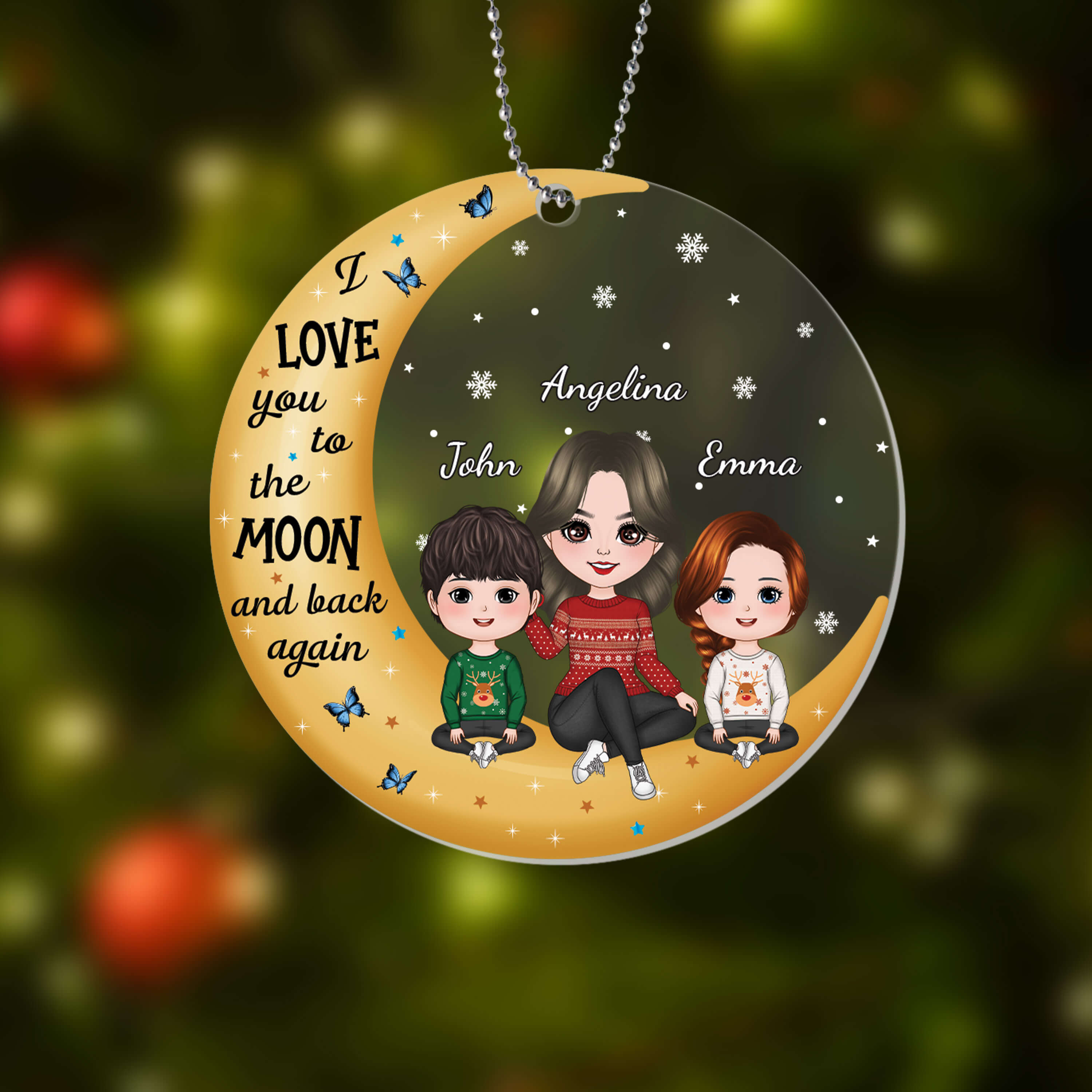 1409OUK2 personalised grandma grandkids on moon ornament