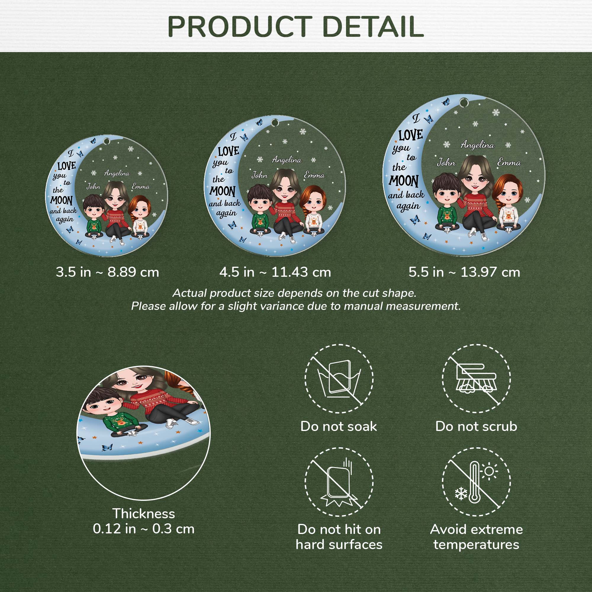 1409OUS3 personalized grandma grandkids on moon ornament