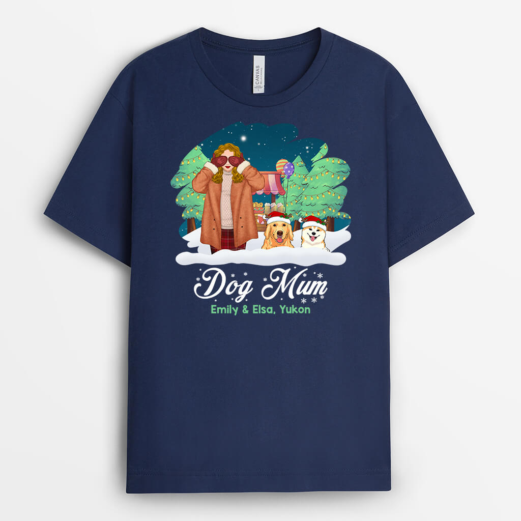 1411AUK2 personalised dog mum christmas t shirt