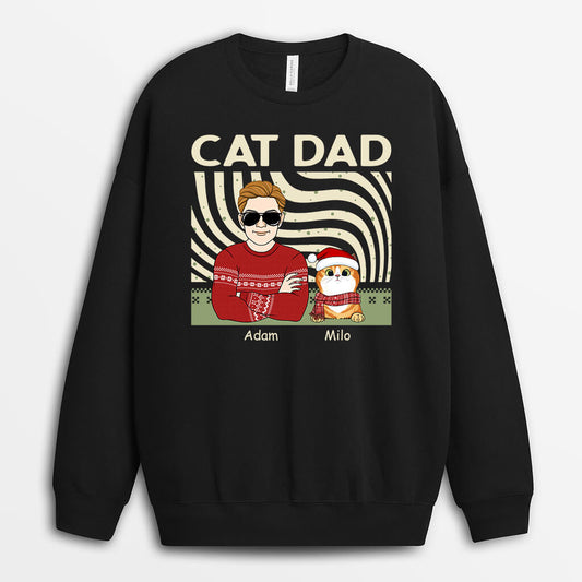 1413WUK1 personalised cat dad christmas sweatshirt